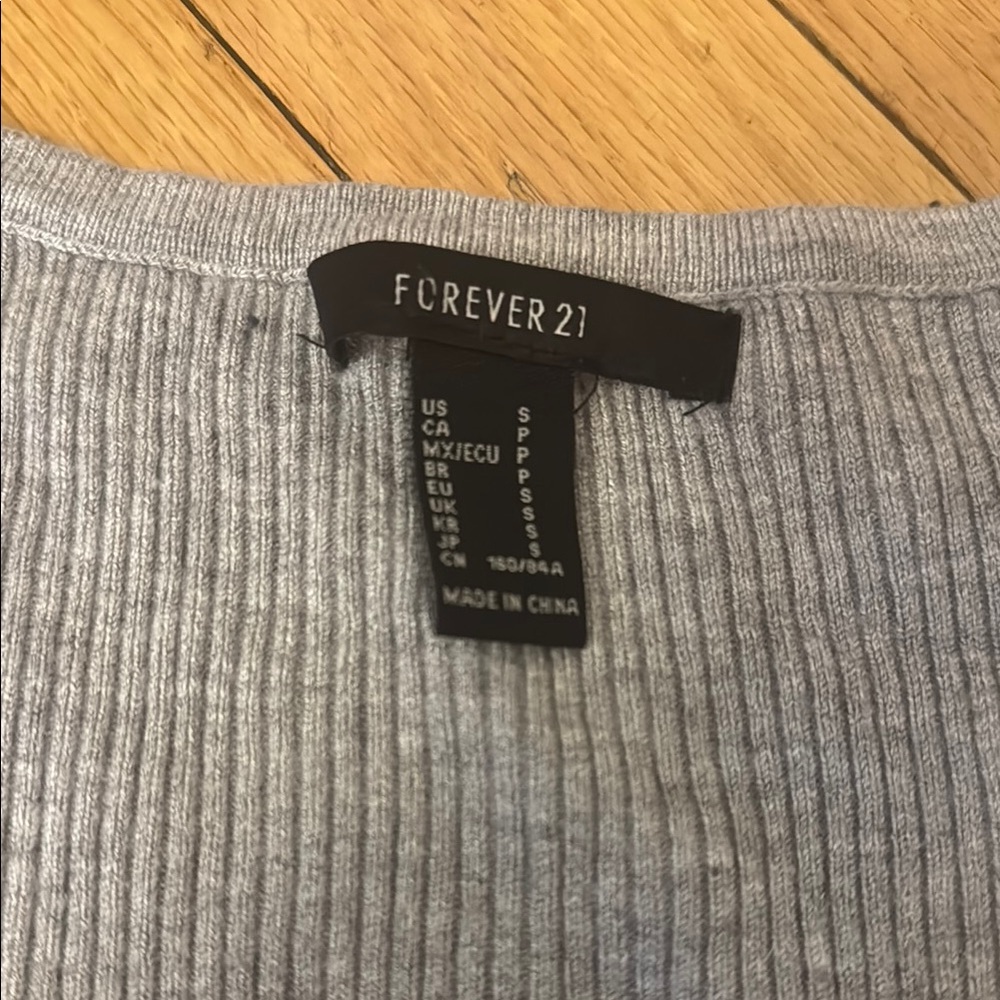 Gray Button-Up Ribbed Top - Picture 2 of 3